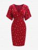 Robe de Soirée Moulante Superposée Cache-Cœur Estampage d'Argent en Velours de Grande Taille - Rouge 3X | US 22-24