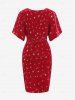 Robe de Soirée Moulante Superposée Cache-Cœur Estampage d'Argent en Velours de Grande Taille - Rouge 3X | US 22-24