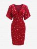 Plus Size Silver Stamping Bodycon Surplice Velvet Party Dress -  