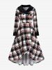 Manteau Haut Bas à Carreaux de Grande Taille à Col en Fausse Fourrure - Noir M | US 10