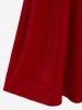 Robe de Soirée Noël Ajustée Evasée Vintage Bicolore en Velours Grande Taille - Rouge 2X | US 18-20