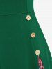 Robe de Noël Ligne A Vintage à Carreaux de Grande Taille avec Nœud Papillon - Vert profond 5x | US 30-32