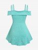 Plus Size & Curve Front Twist Cold Shoulders Tee -  