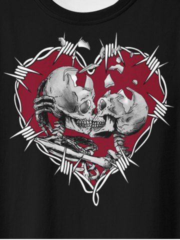 Gothic Skeleton Thorns Heart Graphic Tee