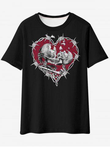 Gothic Skeleton Thorns Heart Graphic Tee
