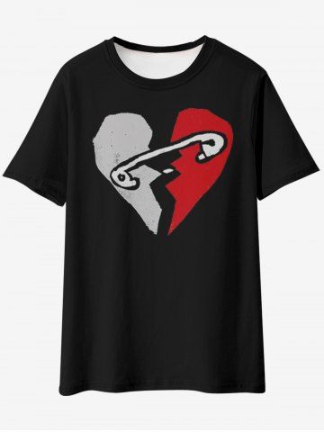 Camiseta con Estampado de Corazón Gótico - BLACK - 5XL