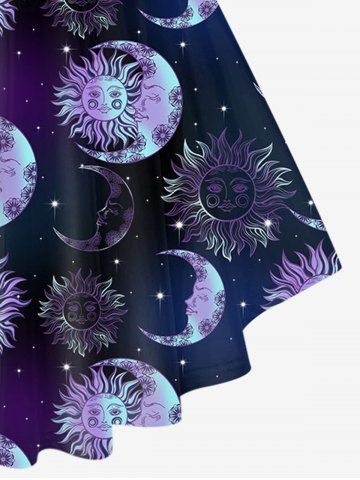Plus Size Sun Moon Printed Crisscross Short Sleeves T-shirt