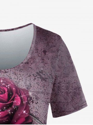 Gothic Tie Dye Rose Print Valentines T-shirt