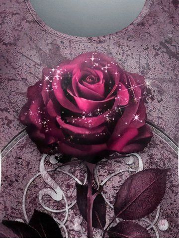 Gothic Tie Dye Rose Print Valentines T-shirt
