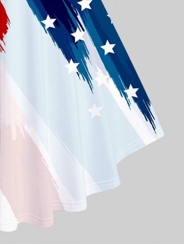 Plus Size American Flag Printed Crisscross Patriotic Tee
