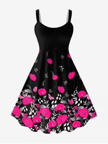 Plus Size Backless Floral A Line Dress