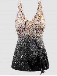 Light Spots Print Cinched Tankini Swimsuit -  