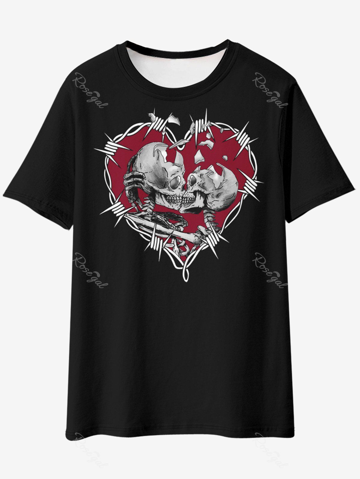 New Gothic Skeleton Thorns Heart Graphic Tee  