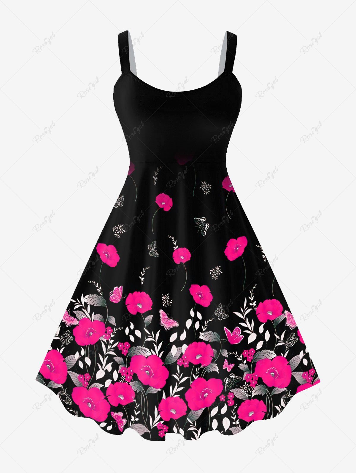 Outfit Plus Size Backless Floral A Line Dress  