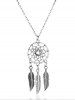 Vintage Feather Dreamcatcher Pendant Necklace -  