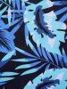 Maillot de Bain Tankini Découpé à Imprimé Feuille Tropicale - Bleu XL