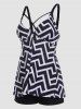 Contrasting Geometric Print Padded Boyleg Tankini Swimsuit -  