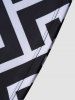 Contrasting Geometric Print Padded Boyleg Tankini Swimsuit -  