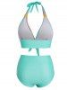 Ensemble de Bikini de Bain Teinté Imprimé Coloré avec Nœud Papillon à Col Halter - Multi-A XL