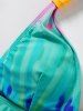 Ensemble de Bikini de Bain Teinté Imprimé Coloré avec Nœud Papillon à Col Halter - Multi-A XL