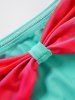 Ensemble de Bikini de Bain Teinté Imprimé Coloré avec Nœud Papillon à Col Halter - Multi-A XL