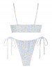 Tiny Floral Ribbed Tied Loincloth Bikini Swimwear -  