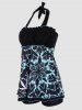 Flower Leaf Heart Print Ruffles Padded Halter Boyleg Swimsuit -  