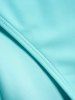 Maillot de Bain Tankini à Imprimé Rayure Colorée Panneau en Tulle - Bleu clair L