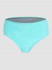 Maillot de Bain Tankini à Imprimé Rayure Colorée Panneau en Tulle - Bleu clair L