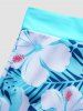 Tropical Flower Print Crossover Padded Skort Tankini Swimsuit -  