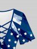 Plus Size American Flag Printed Crisscross Patriotic Tee -  