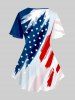 T-shirt Imprimé Drapeau Américain Patriotique à Dos Croisé Grande Taille - Bleu 1X | US 14-16