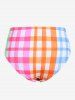 Plus Size Colorful Checked Ruched Tankini Swimsuit -  