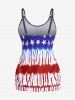 Plus Size Patriotic American Flag Padded Boyleg Blouson Tankini Swimsuit -  
