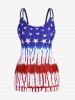 Plus Size Patriotic American Flag Padded Boyleg Blouson Tankini Swimsuit -  