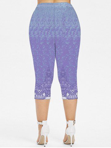 Plus Size Abstract Print Capri Leggings
