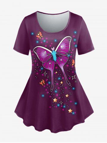 Plus Size Star Butterfly Print T-shirt