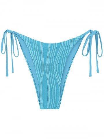 Ribbed Tie Side Bikini Bottom - LIGHT BLUE - S