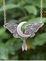 Gothic Moon Moth Necklace -  