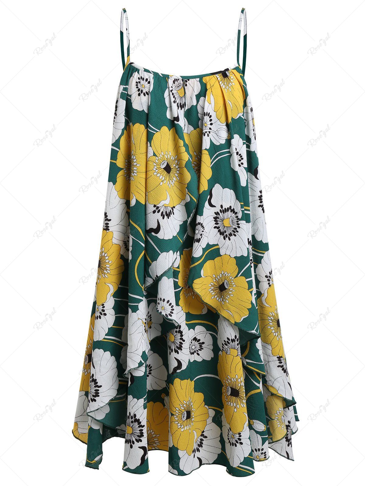 Affordable Plus Size Flounce Floral Mini Sundress  