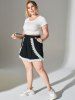 Plus Size Lace Panel Pull On Shorts -  
