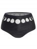 Moon Phase Print Ruched Bust Padded Lattice Bikini Swimsuit -  