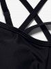 Moon Phase Print Ruched Bust Padded Lattice Bikini Swimsuit -  