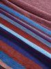 Colored Striped Print Lace Up Cinched Curved Hem Long Sleeve Longline T Shirt -  