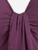 Plus Size Knot Flutter Sleeves V Neck Tee -  