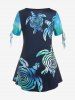 Plus Size & Curve Tie Sleeve Tortoise Print Tee -  
