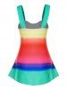 Colorful Rainbow Print Crossover Padded Boyleg Tankini Swimsuit -  