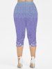 Plus Size Abstract Print Capri Leggings -  