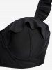 Plus Size Flounce Ruffles Push Up Padded Tankini Swimsuit -  