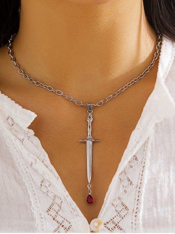 Gothic Hip Hop Water Drop Cross Pendant Necklace